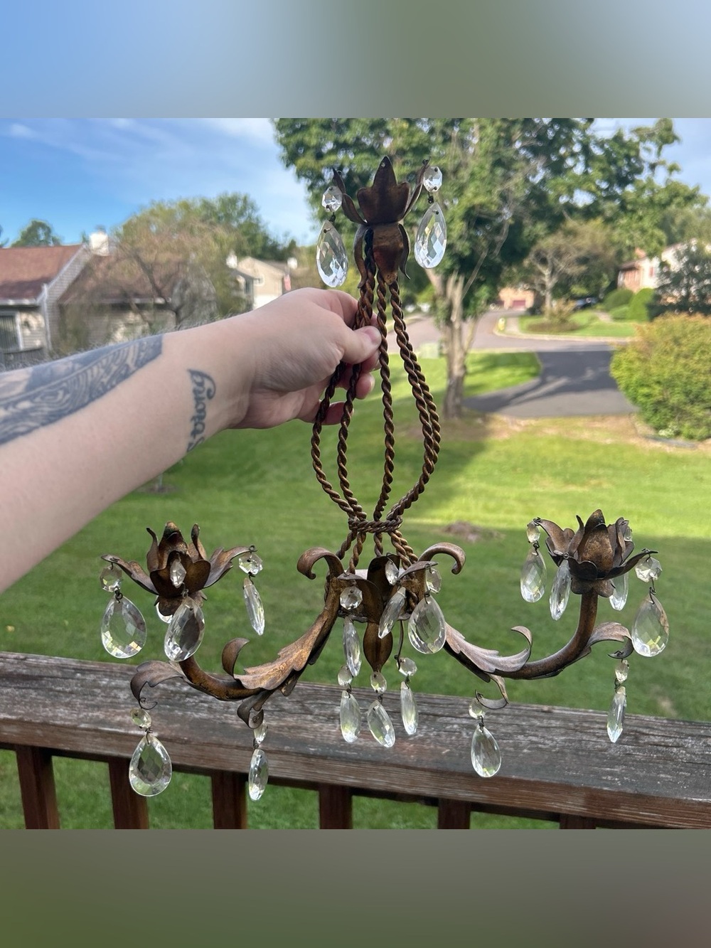 Vintage Hollywood regency Italian candle sconce with crystals